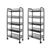 SOGA 2X 5 Tier Black Steel Bee Mesh Kitchen Cart with Wheels