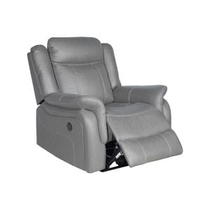 1 Seater Finest Grey Fabric Recliner Sofa Sturdy Construction Metal Mechanism