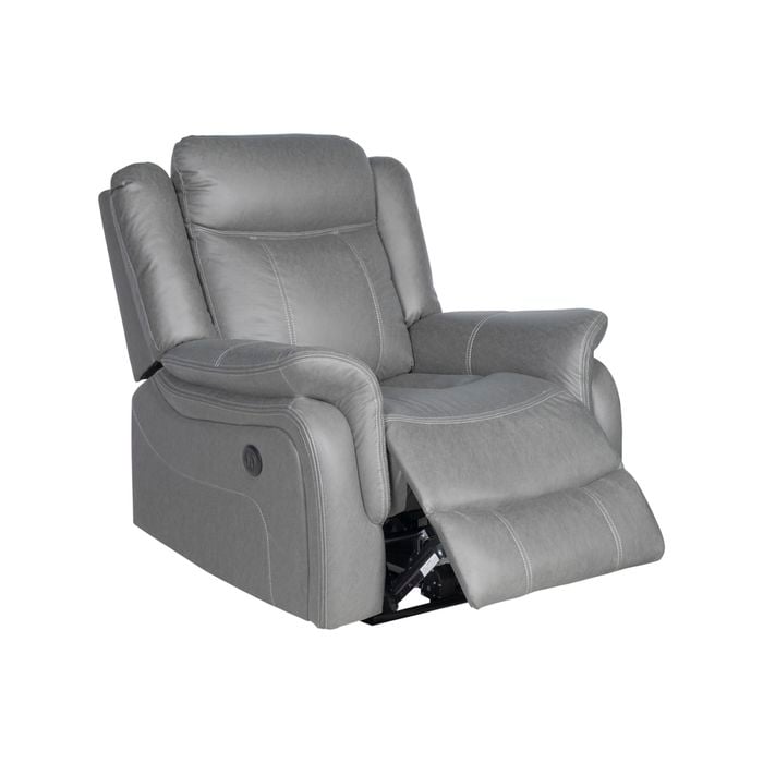 1 Seater Finest Grey Fabric Recliner Sofa Sturdy Construction Metal Mechanism