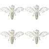 4PK LVD Metal Bee Sculpture Home Decor 13x7cm - White/Gold