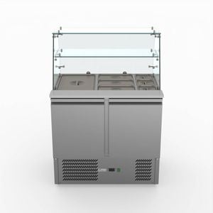 Fed-x Two Door Salad Prep Fridge With Square Glass Top  - Salad Bar Fridges (xs900gc)