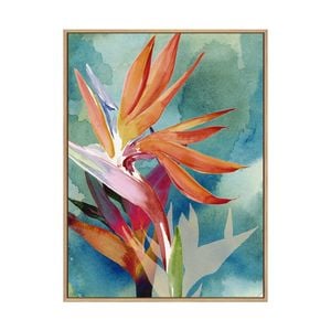 Artey | Vivid Birds of Paradise II - Framed Canvas - Natural Frame - 112 x 150cm