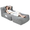 Alston Single Lounger Chair Folding Corduroy Anti Slip Bean Bag Floor Lazy Sofa with Sponge Filler
