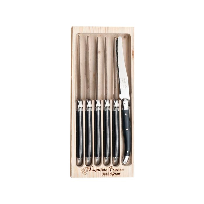 Laguiole Jean Neron 6pc. Round Table Knife Set - Black