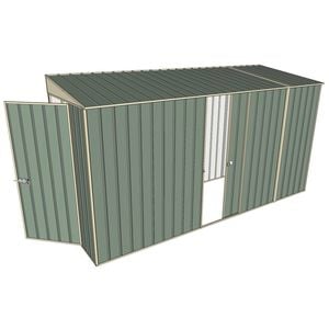Build-A-Shed 1.2 x 3.7 x 2.0m Tunnel Shed Tunnel Hinged Door with 1 Sliding Side Door - Green