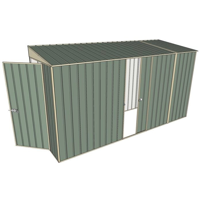 Build-A-Shed 1.2 x 3.7 x 2.0m Tunnel Shed Tunnel Hinged Door with 1 Sliding Side Door - Green