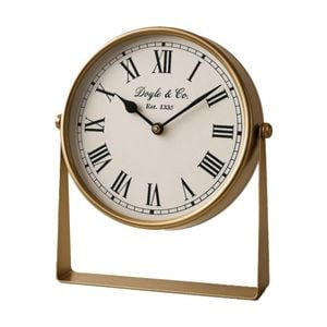SS Collective Round Faced Table/Desk Clock On Stand W/ Roman Numerals 26cm