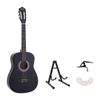 Alpha 38 Inch Classical Acoustic Guitar Nylon Strings Folding Stand Capo String Set Black