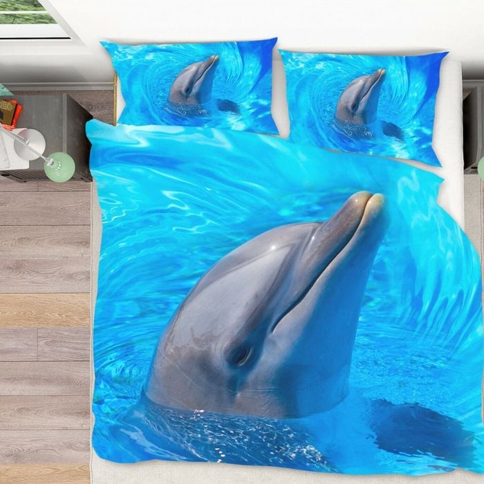 3D Cute Dolphin 307 Bed Pillowcases Quilt King Size