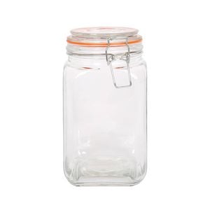 Argon Tableware Square Glass Jar with Clip-Top Lid - 1.25L