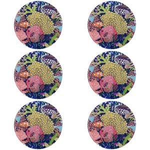 6PK LVD Reef Glass Trivet Table Protector Round 21x21cm