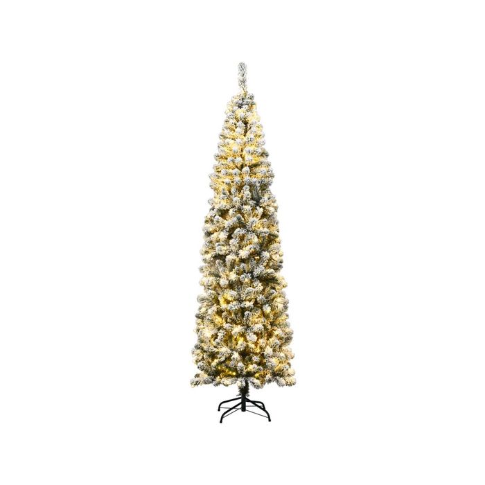 Costway Snow Flocked Prelit Christmas Tree 2.27M Artificial Xmas Full Tree 350LEDs