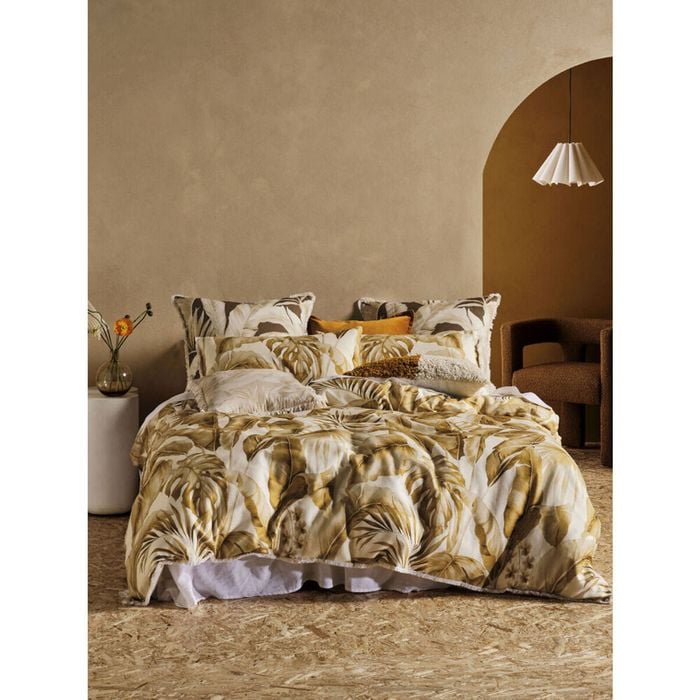 Linen House Queen Marseille Honey Bedroom Quilt Cover Set