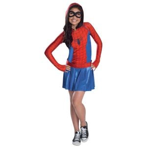 Marvel Size M 5-7y Spider-Girl Hoodie Dress w/ Eyemask Costume Cosplay Party