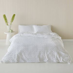 Kas Australia Jumbo Waffle Quilt Cover Set Cotton White Queen