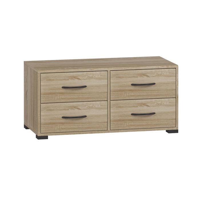 Practa Lowline TV Entertainment Unit Bundle - 4 Drawers - Oak