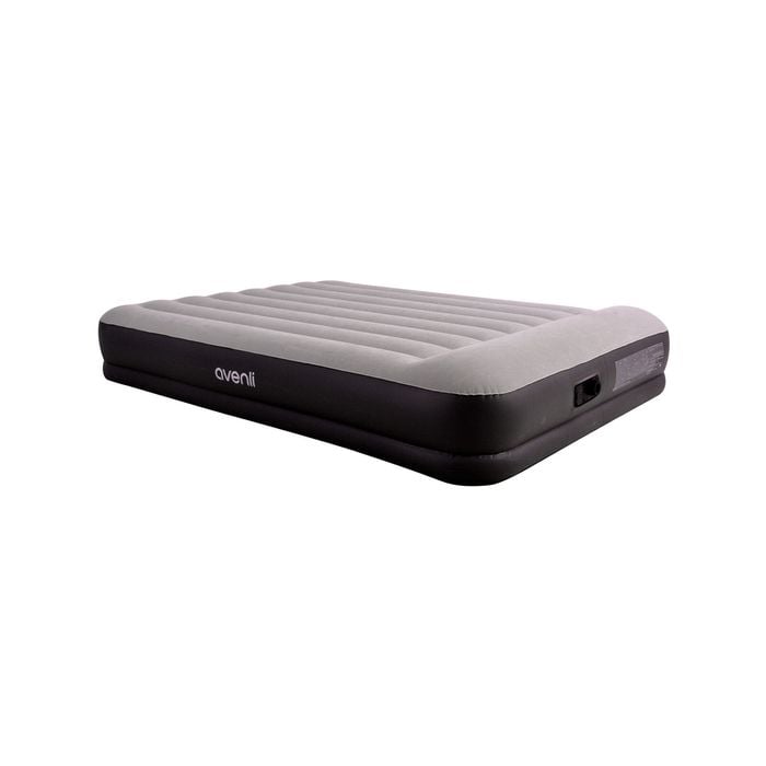 All Set Queen Size Portable Flocked Airbed Camping Mattress with built in Electric Pump