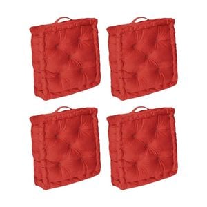 4pk Cdsi Essential Box Cushion Solid Recycled Cotton Polyester Red 40x40x8cm