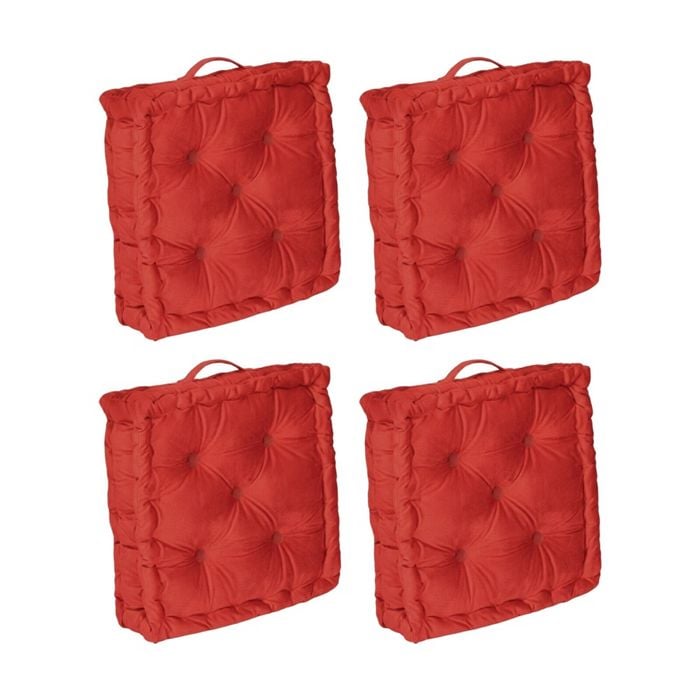 4pk Cdsi Essential Box Cushion Solid Recycled Cotton Polyester Red 40x40x8cm