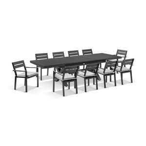 Austin Table 10 Santorini Chairs Charcoal & Denim Grey Cushions
