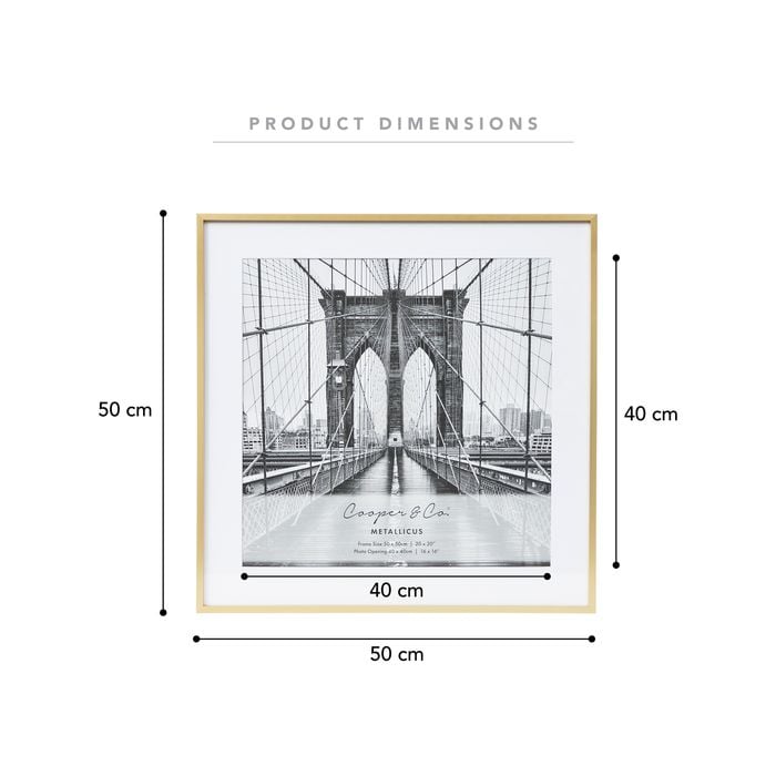 Cooper & Co. 50x50cm Mat to 40x40cm Gold Premium Metallicus Photo Frame