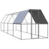 vidaXL Outdoor Chicken Cage 2x8x2 m Galvanised Steel Animal Hen House Chicken Coop