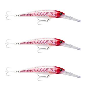 3x Rapala 18cm X Rap Magnum 40 Deep Diving Trolling Lures - HD Red Head UV