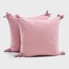 Dreamaker Bonnie Washed Cotton European Pillowcase With Bows Twin Pack Pink Pearl 65x65cm