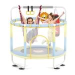 Advwin 55" Trampoline for Kids with Basketball Hoop Swings Sandbags Rings