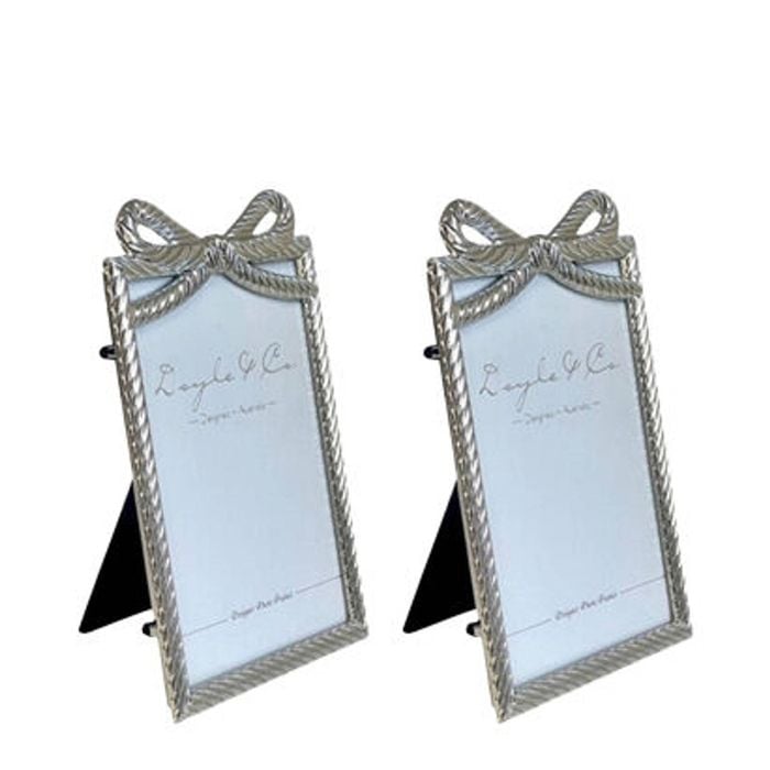 2PK SS Collective Silver Flowing Bow Textured Rectangle Photo Frame 5x7