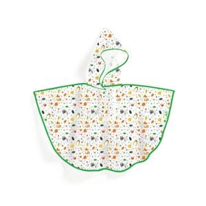 Djeco Small Undergrowth Rain Coat Cape 80x46cm Kids Plastic Hoodie Poncho 3y+