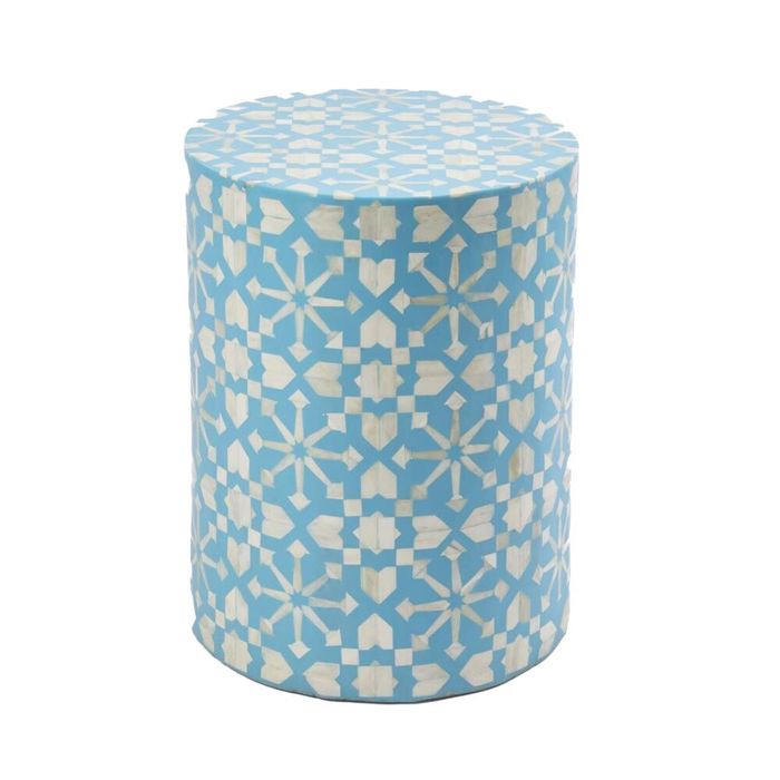 Belle Adina Plyboard Bone Inlay Side Table 35x45cm - Aqua