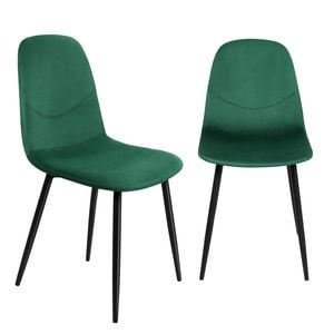 Levede Set Of 2 Velvet Padded  Dining Chairs - Green