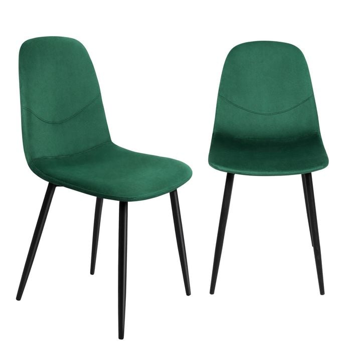 Levede Set Of 2 Velvet Padded  Dining Chairs - Green