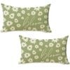 Catzon 2 Pcs Summer Lumbar Pillow Covers Linen Pillowcase for Home Decor-Set 35