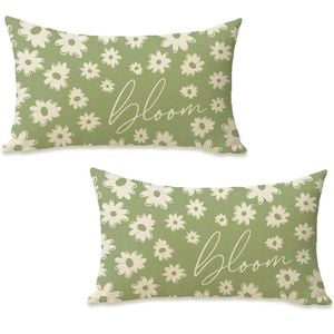 Catzon 2 Pcs Summer Lumbar Pillow Covers Linen Pillowcase for Home Decor-Set 35
