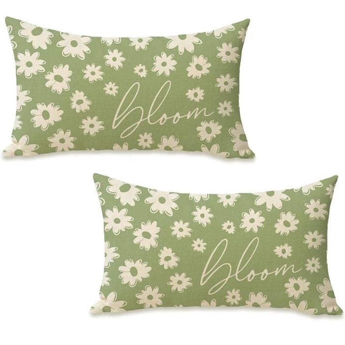 Catzon 2 Pcs Summer Lumbar Pillow Covers Linen Pillowcase for Home Decor-Set 35