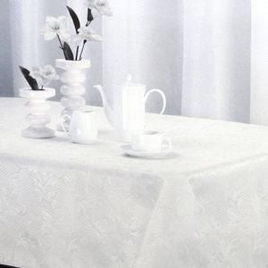 Bella House & Garden Leaves Off White Luxury Jacquard Tablecloth 145 x 225 cm