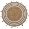 Striped Natural Ivory Jute Rug-Goa 1134-100X100cm