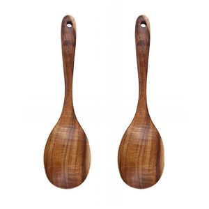 Anygleam 2pcs Brown Wooden Spoon Ladle – Kitchen Tableware