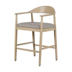 1825 Interiors Lux Breakfast Stool Natural Wood Furniture Seat Taupe Cushion
