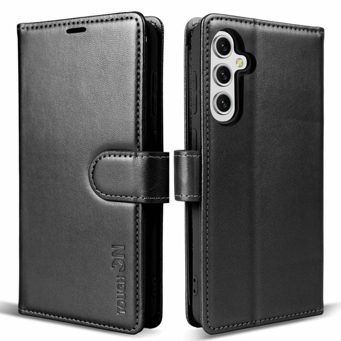 Tough On for Samsung Galaxy A34 5G Flip Wallet Leather Case Black
