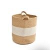 Yarra Textiles Multi-purpose Jute/Cotton storage basket Epic (25 cm x 25 cm x 25 cm) beige-white-beige