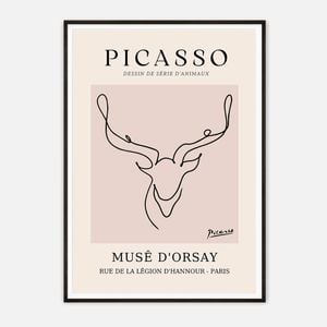Galrie Elegant Minimalist Art Print of Picasso's Animal Drawings, Black Frame, A0 84 x 119cm (33 x 47inch)