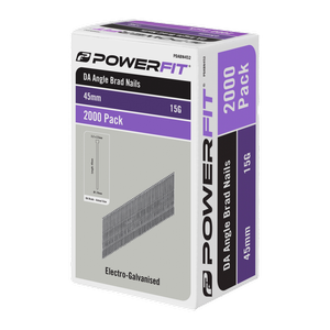 PowerFit 45mm Electro-Galvanised DA Angled Brad Nails - 2,000 Pack
