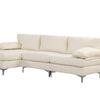 Wenda Velvet Sofa with Chaise - Beige