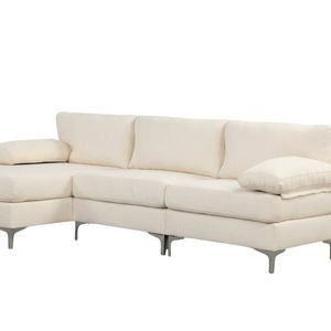 Wenda Velvet Sofa with Chaise - Beige