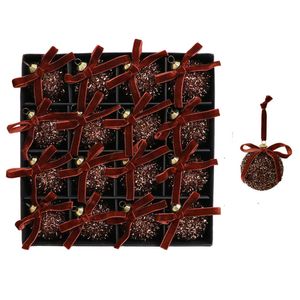 Catzon 16 Pcs Shiny Christmas Ball Ornaments 6CM with Bow for Holiday Wedding Decor-Coffee
