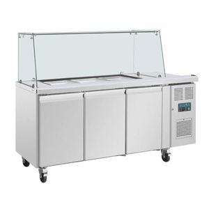 Polar U-series Gn Saladette Counter With Square Sneeze Guard 3 Door - Ua018-a