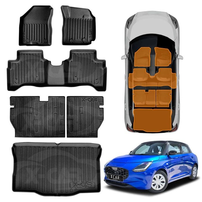 Floor Mats Boot Liner Set for Suzuki Swift 4th Gen 2024-Onwards Cargo Kick Mats Back Seat Protector